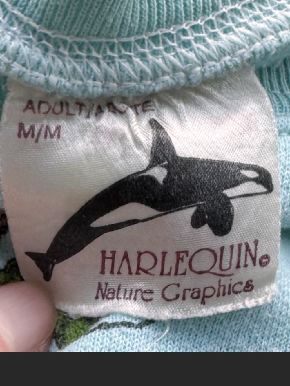Vtg 1989 Harlequin Nature Graphics Wildlife Bear Moose Sweatshirt M Seafoam Aqua - Picture 6 of 13